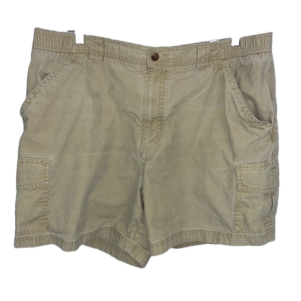 LL Bean Cargo Shorts Mens 40W Tan Comfort Waist Cotton Hiking Utility Preppy